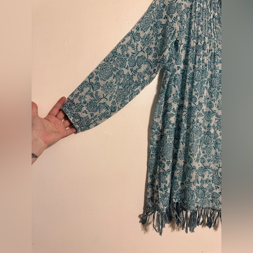 Roller Rabbit Ulili Paisley Print Cotton Gauze Ziva Tunic Size Large white blue - Picture 5 of 8
